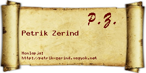 Petrik Zerind névjegykártya